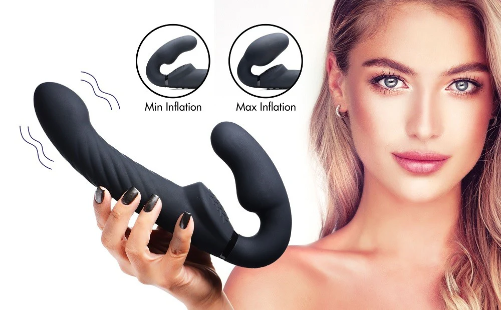 Ergo-Fit Twist Inflatable Vibrating Silicone Strapless Strap-on - Image 2