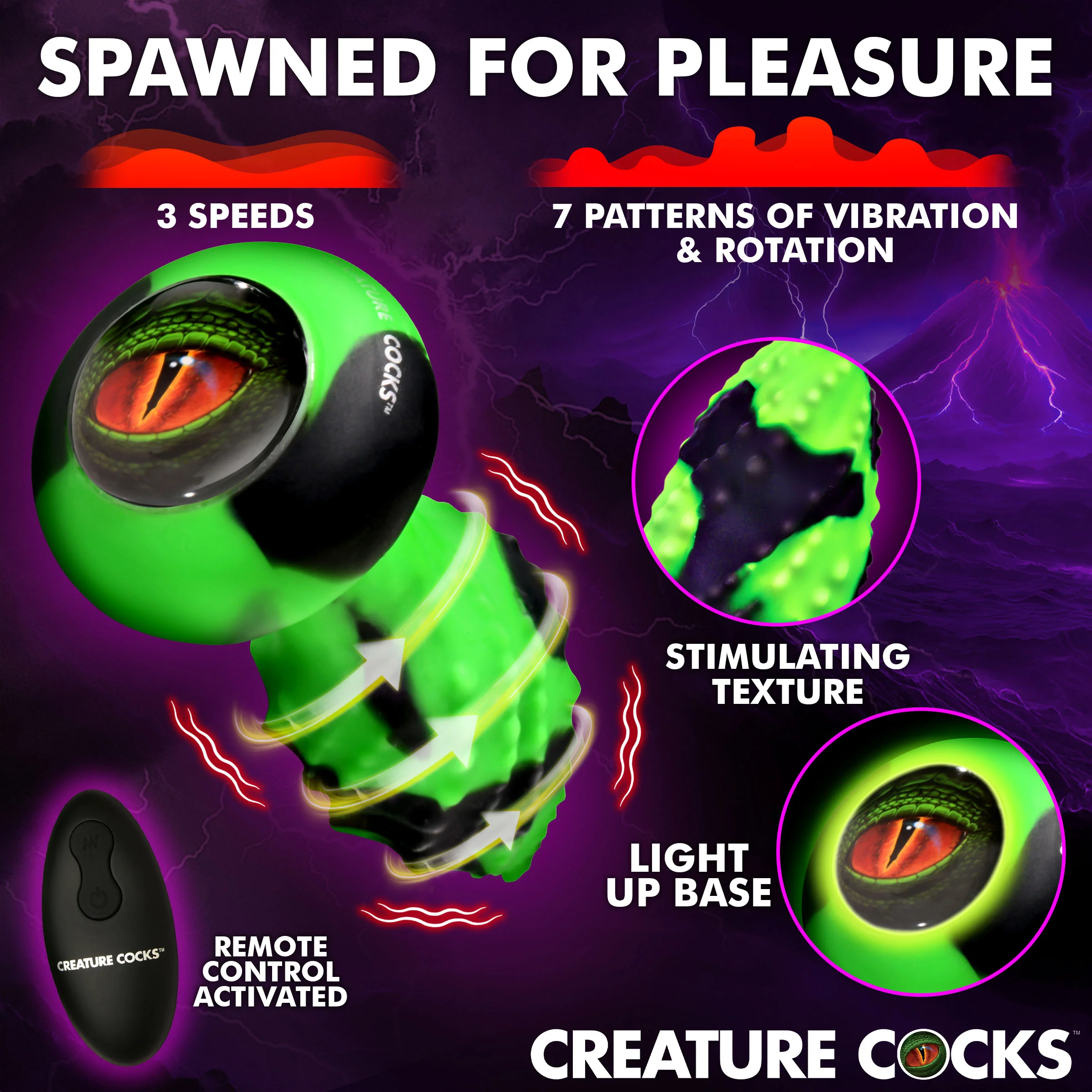 Eye of the Spawn Vibrating & Squirming Silicone Butt Plug - Image 3