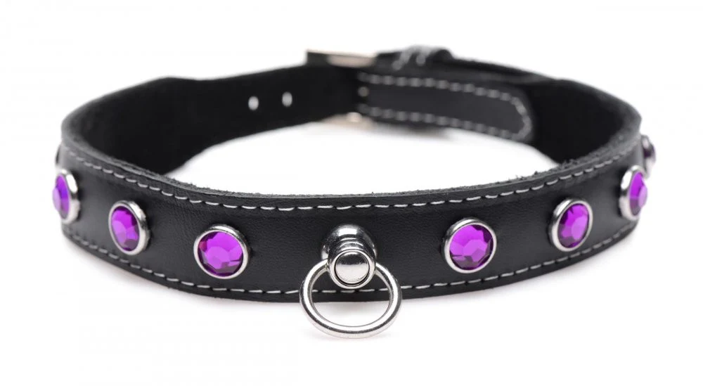 Fierce Vixen Leather Choker with Rhinestones - Image 2