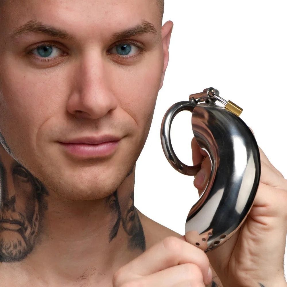 Forged Captor Locking Stainless Steel Chasity Cage - Image 2