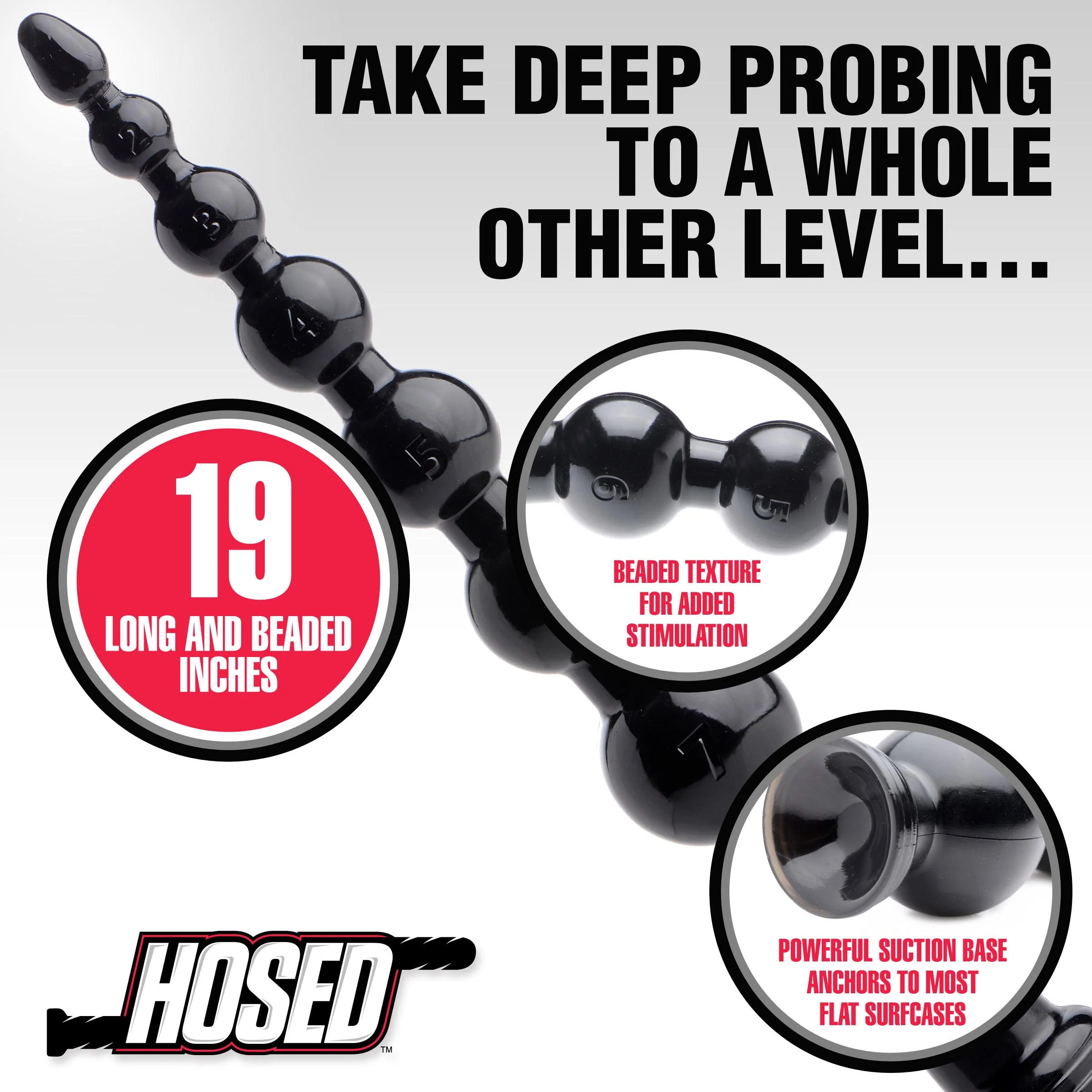 Hosed 19 Inch Graduated Beaded Anal Snake - Image 3