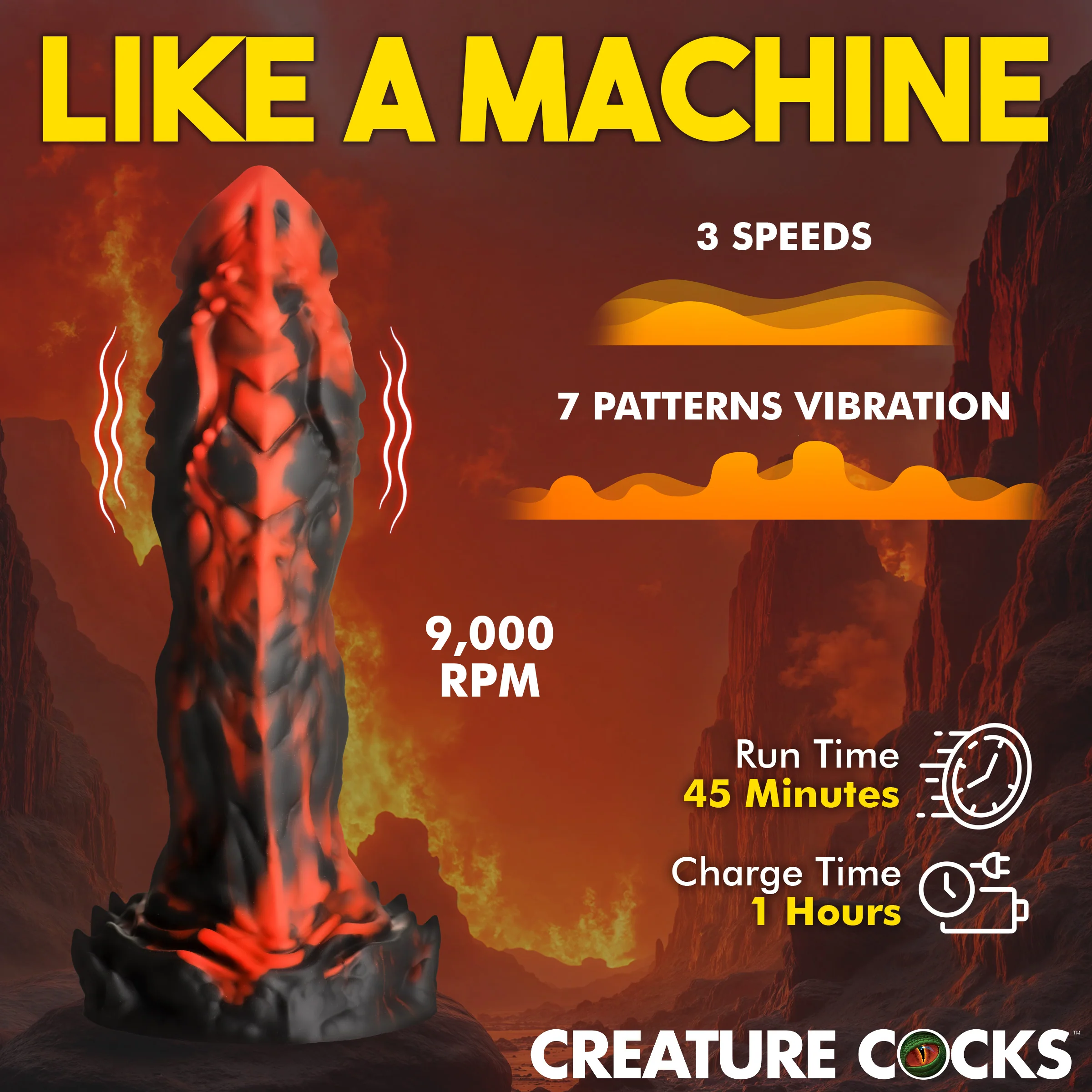 Inferno Cock Vibrating Silicone Dildo - Image 3