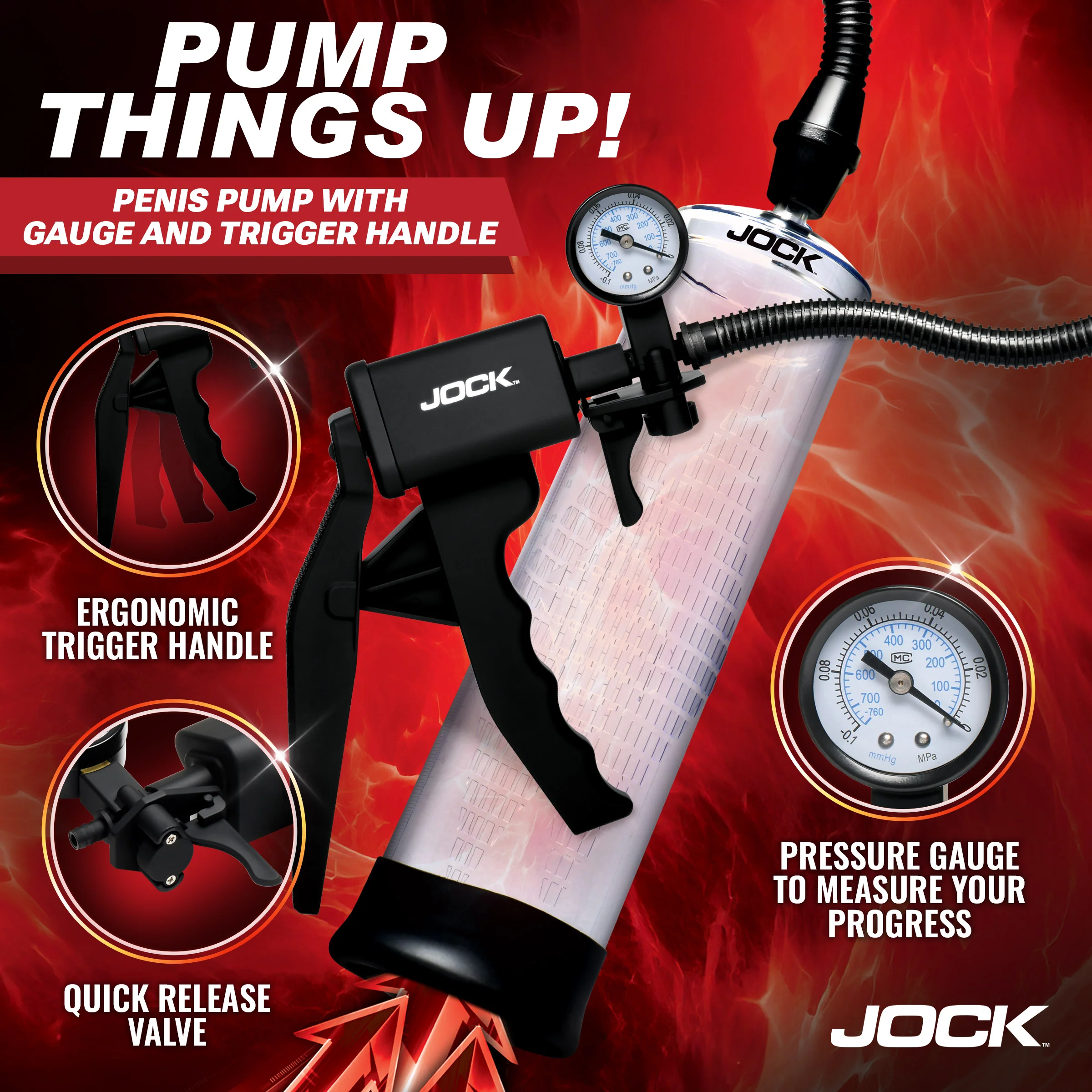 JOCK Advanced Penis Pump with Gauge & Trigger Handle - Image 3