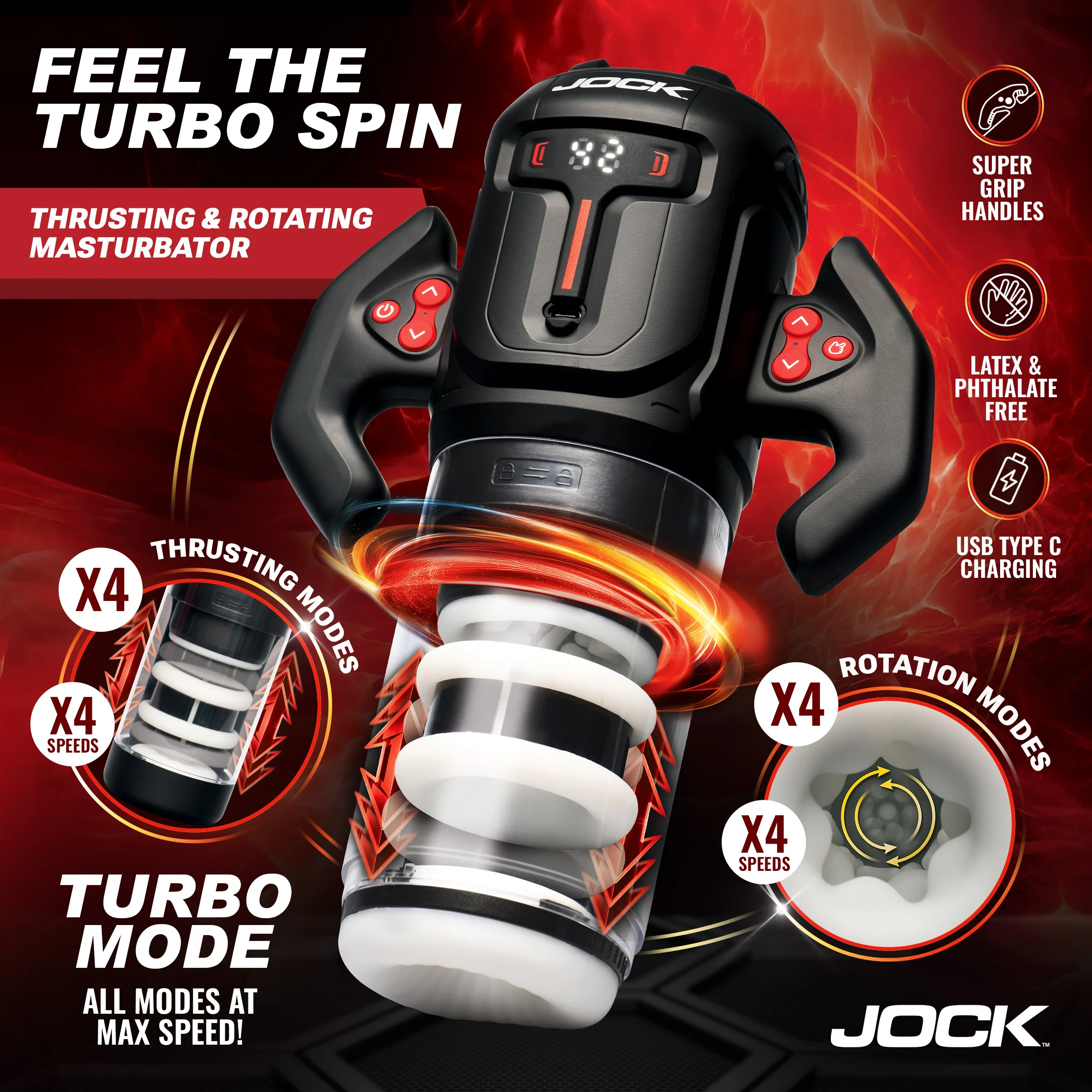 JOCK Advanced Turbo Spin Thrusting & Rotating Masturbator - Image 3