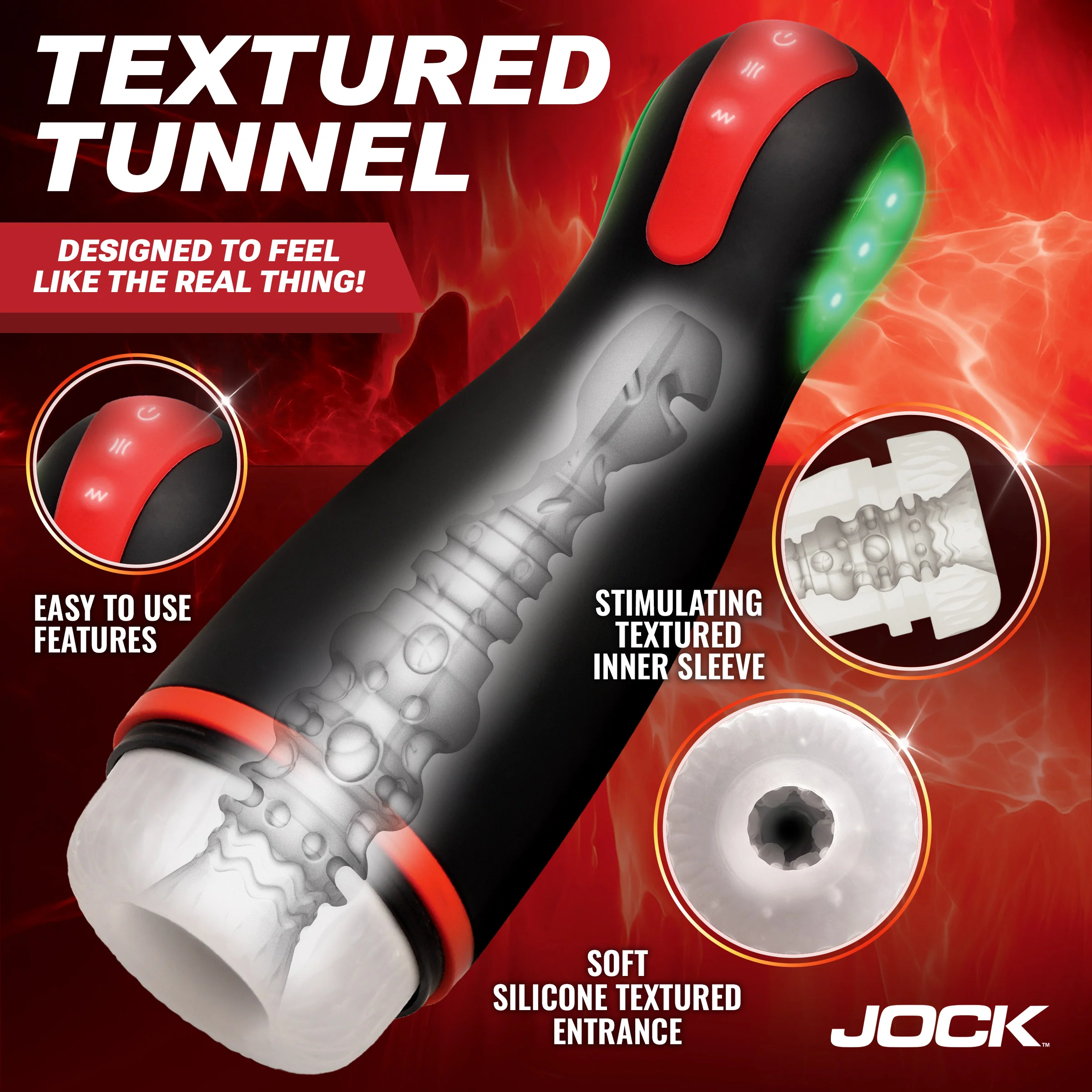 JOCK Blaze Vibrating, Sucking, & Warming Masturbator - Image 4
