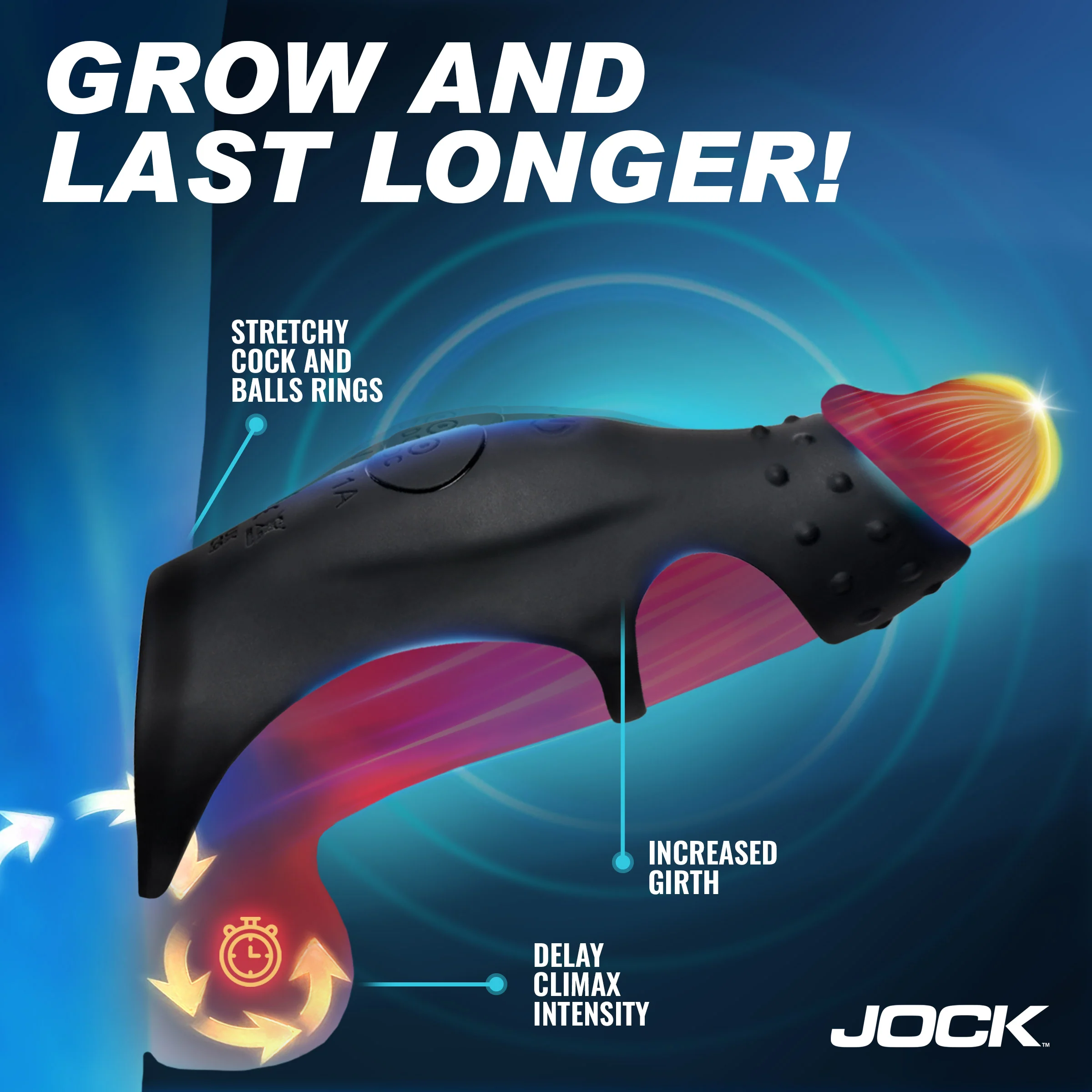 JOCK Enhancers Rush Vibrating Penis Sleeve C-Ring w/ Remote - Image 3