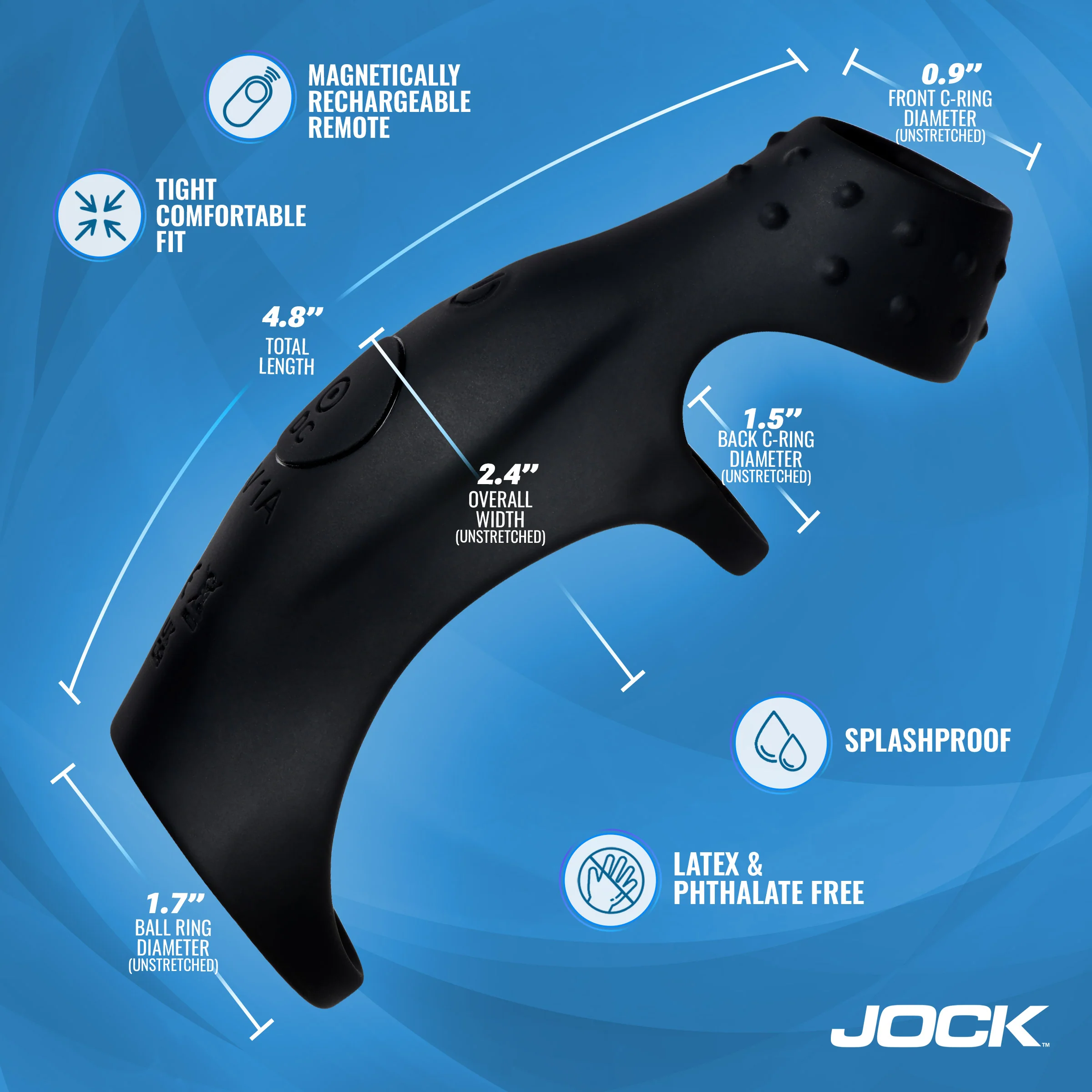 JOCK Enhancers Rush Vibrating Penis Sleeve C-Ring w/ Remote - Image 4
