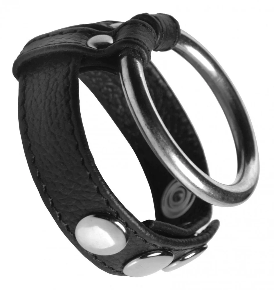 Leather and Steel Cock and Ball Ring - Image 3