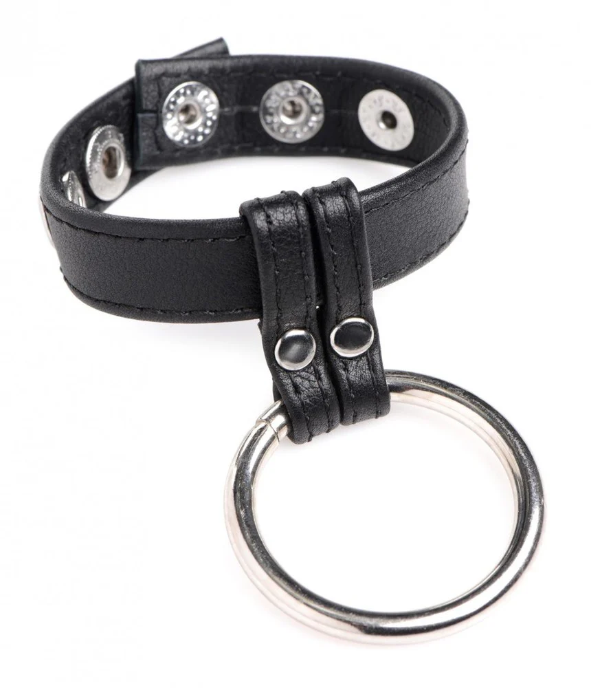 Leather and Steel Cock and Ball Ring - Image 4