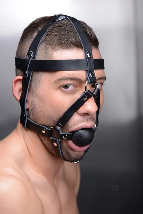 Leather Head Harness with Ball Gag - Image 4