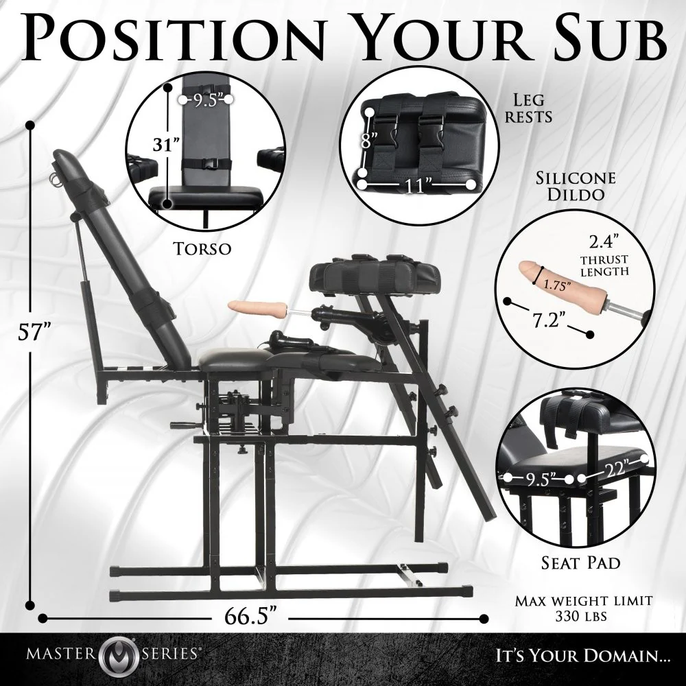 Leg Spreader Obedience Chair with Sex Machine - Image 3