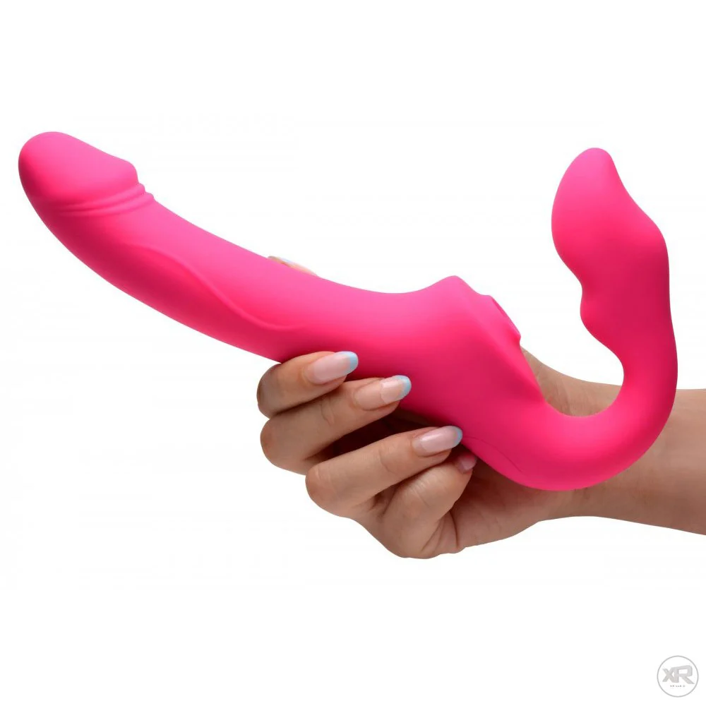 Licking and Vibrating Strapless Strap-On with Remote Control - Image 3