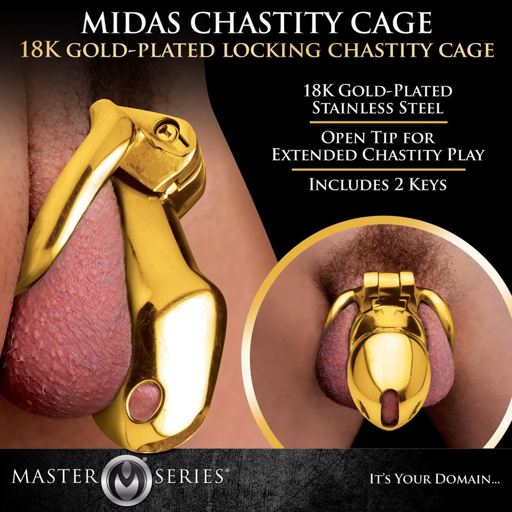 Midas 18K Gold-Plated Locking Chastity Cage - Image 5