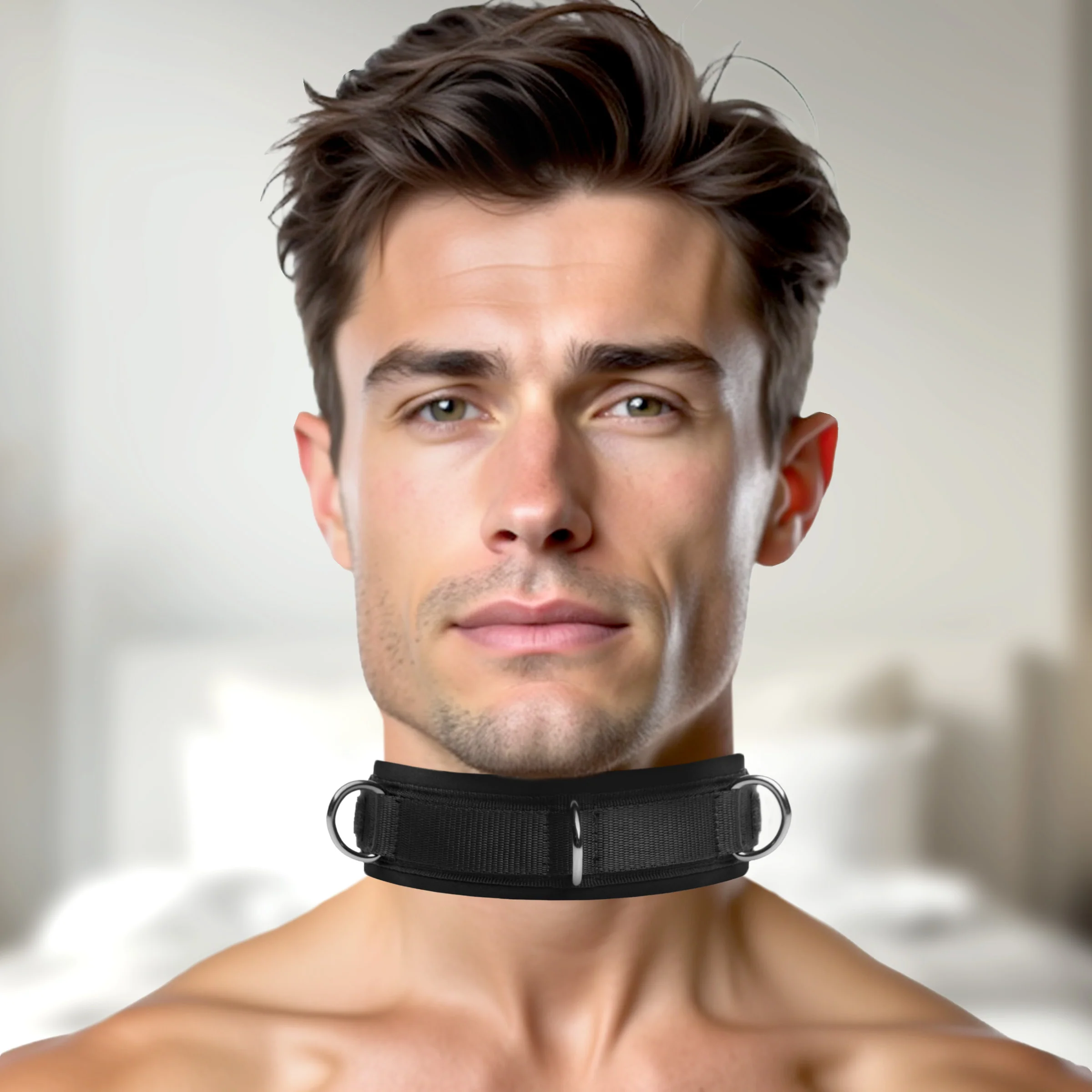 Neoprene 3 Ring Bondage Collar - Image 2