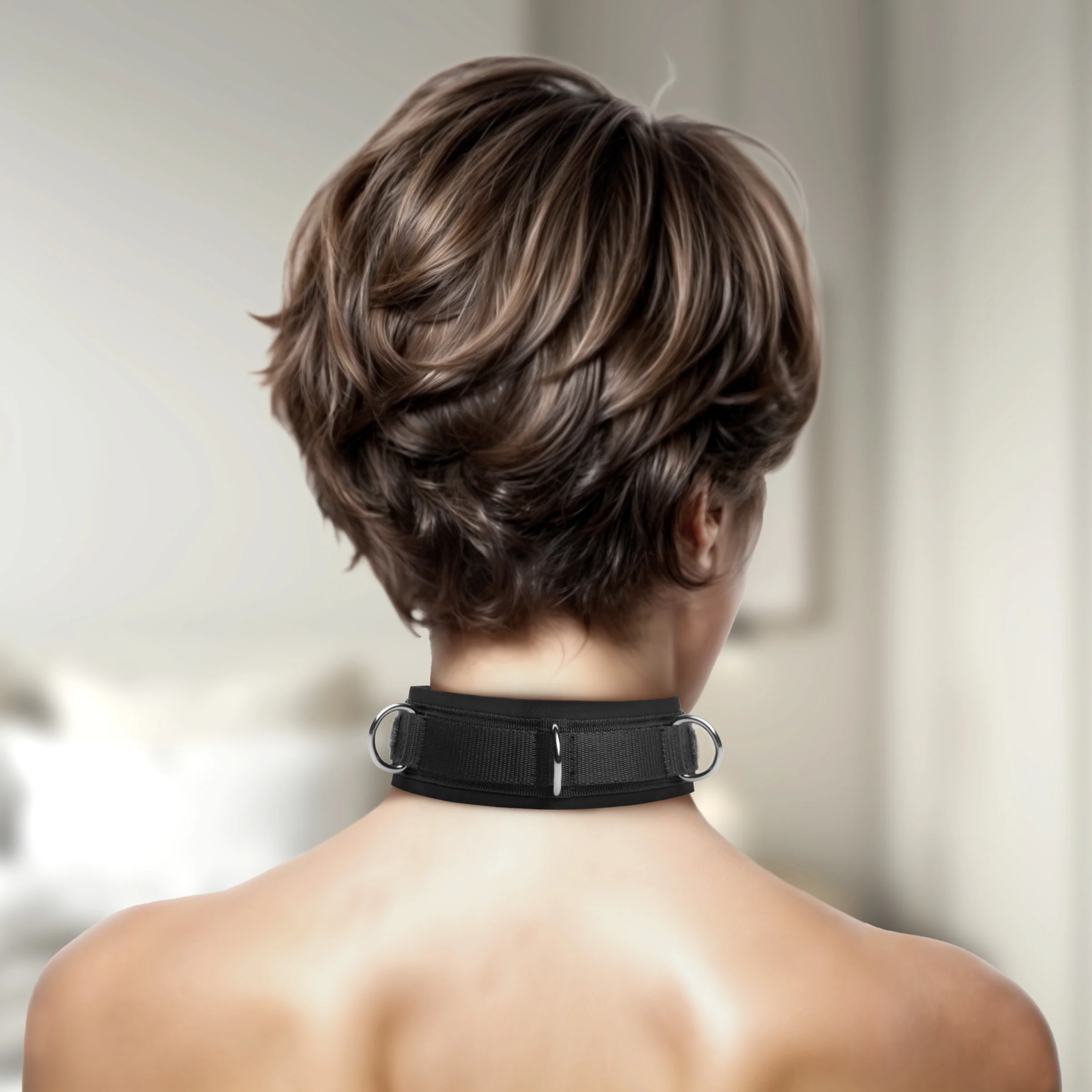 Neoprene 3 Ring Bondage Collar - Image 5