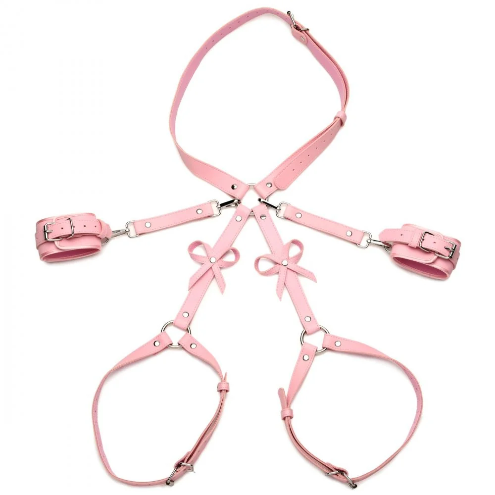 Pink Bondage Thigh Harness with Bows - Image 8