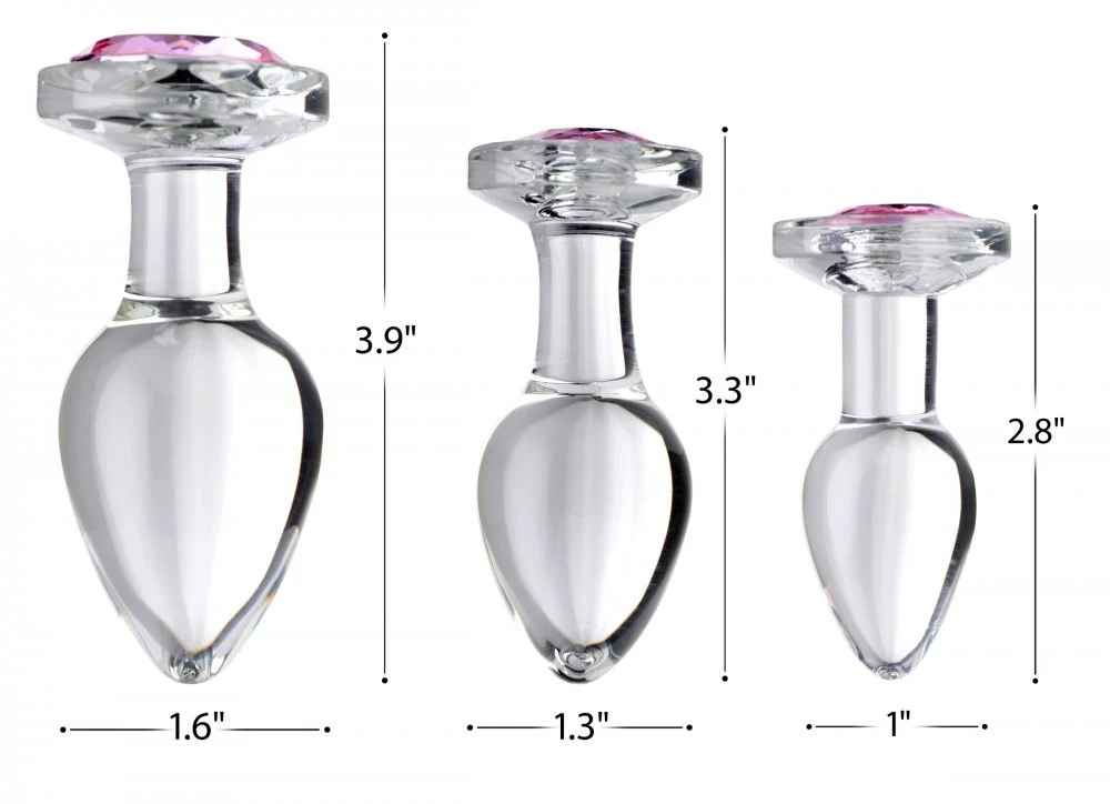 Pink Gem Glass Anal Plug - Image 3
