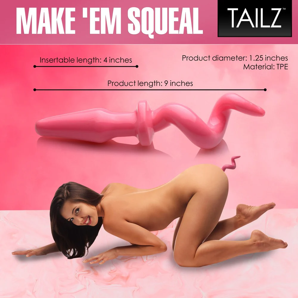 Pink Pig Tail Butt Plug - Image 4