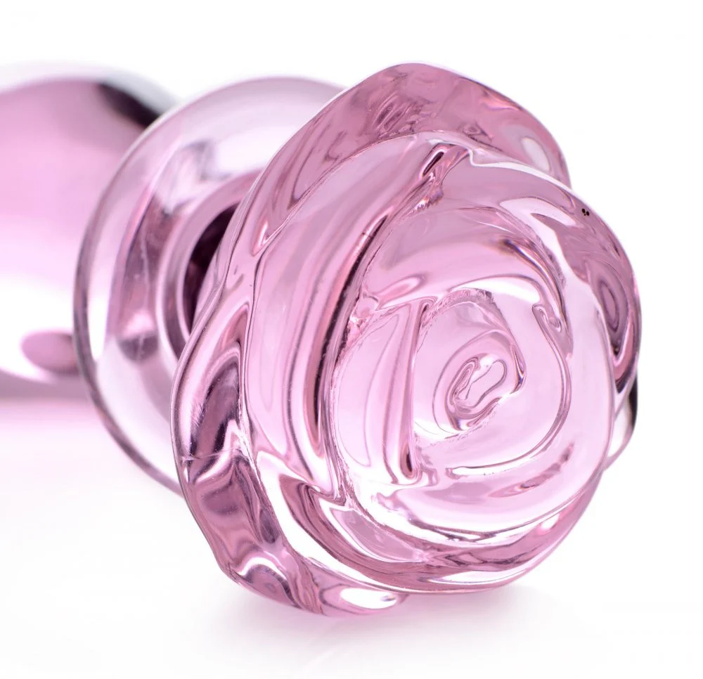 Pink Rose Glass Anal Plug - Image 5