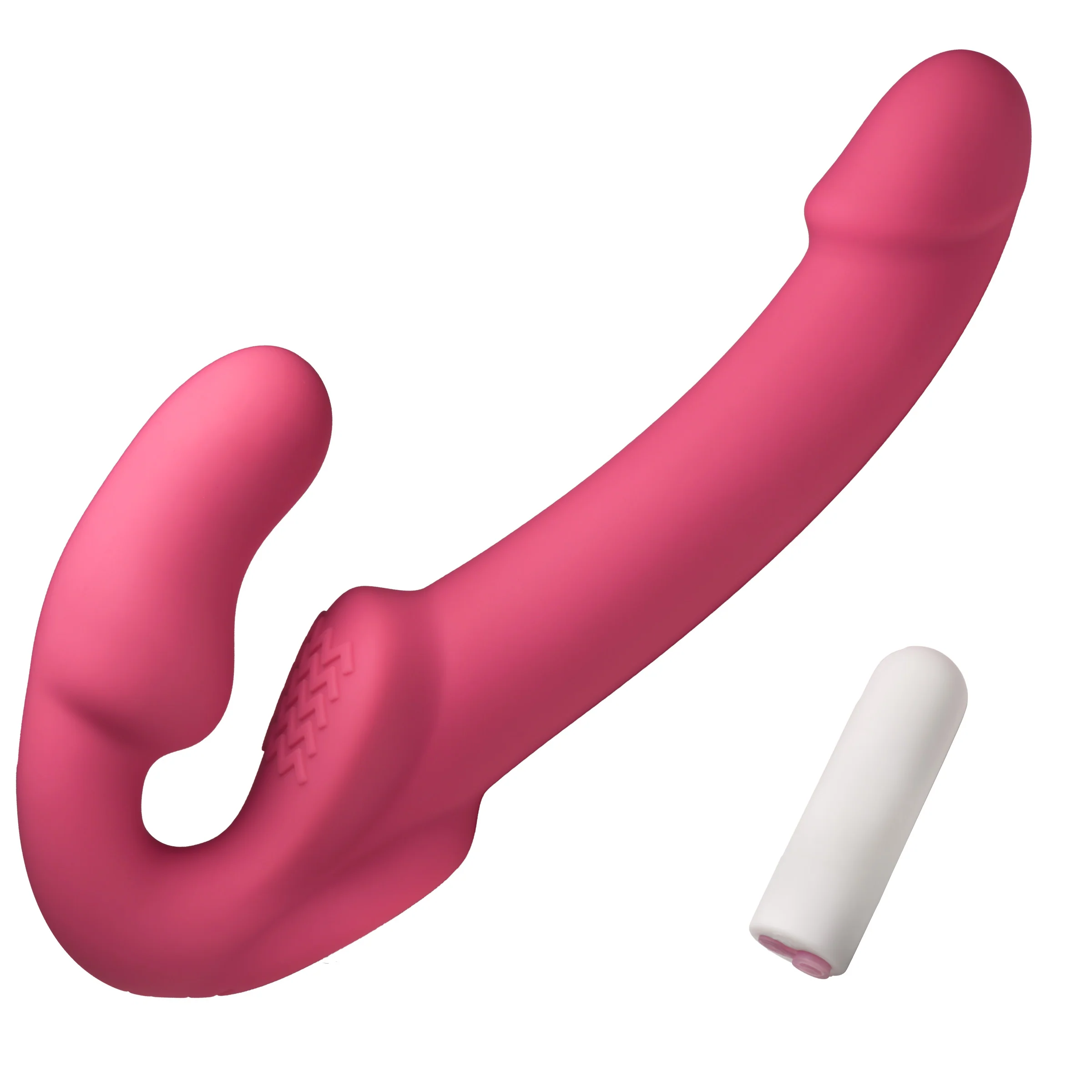 Pink Vibrating Strapless Strap-On - Image 4