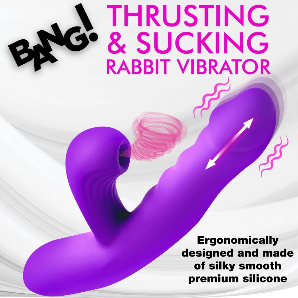 Purple Thrusting and Sucking Silicone Rabbit Vibrator - Image 3