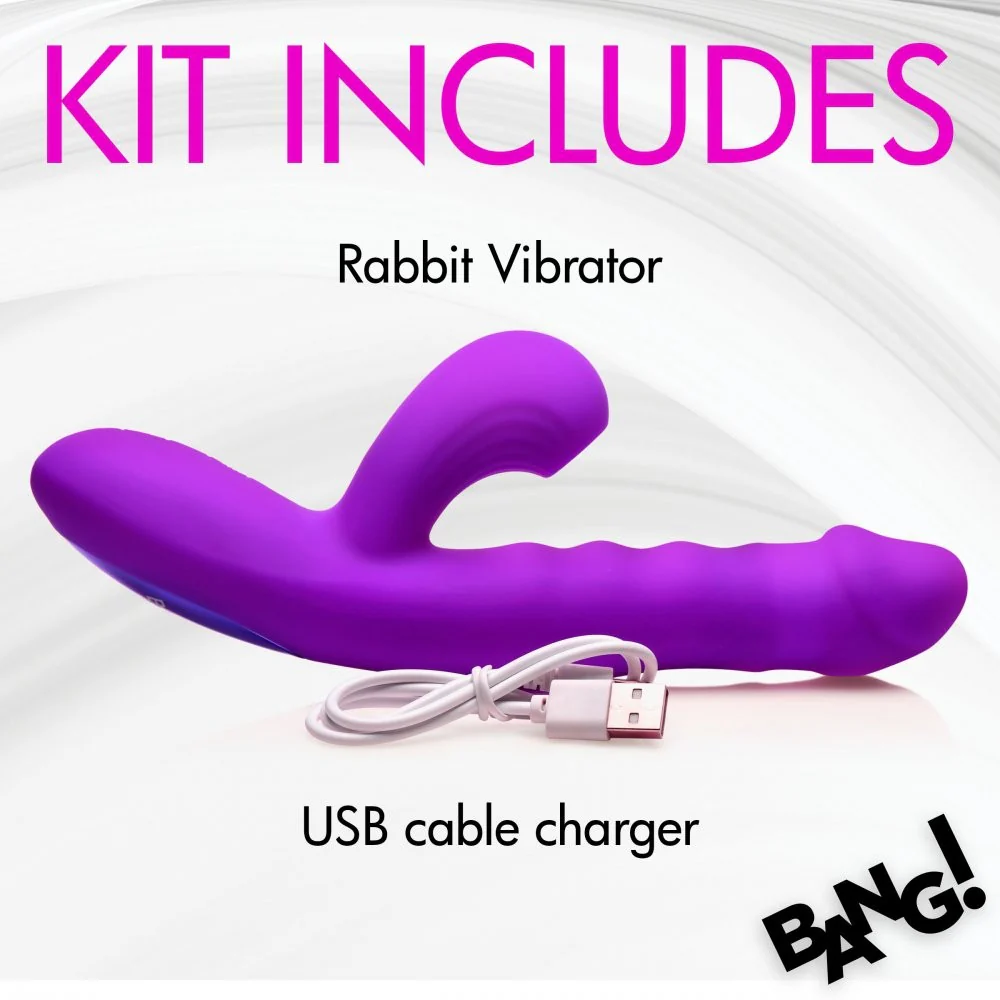 Purple Thrusting and Sucking Silicone Rabbit Vibrator - Image 5