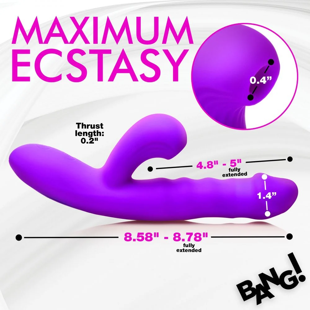 Purple Thrusting and Sucking Silicone Rabbit Vibrator - Image 6