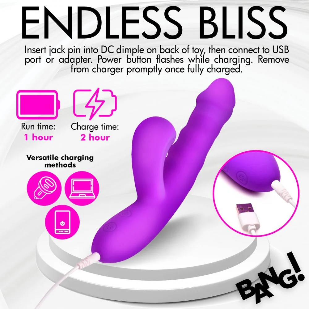 Purple Thrusting and Sucking Silicone Rabbit Vibrator - Image 7