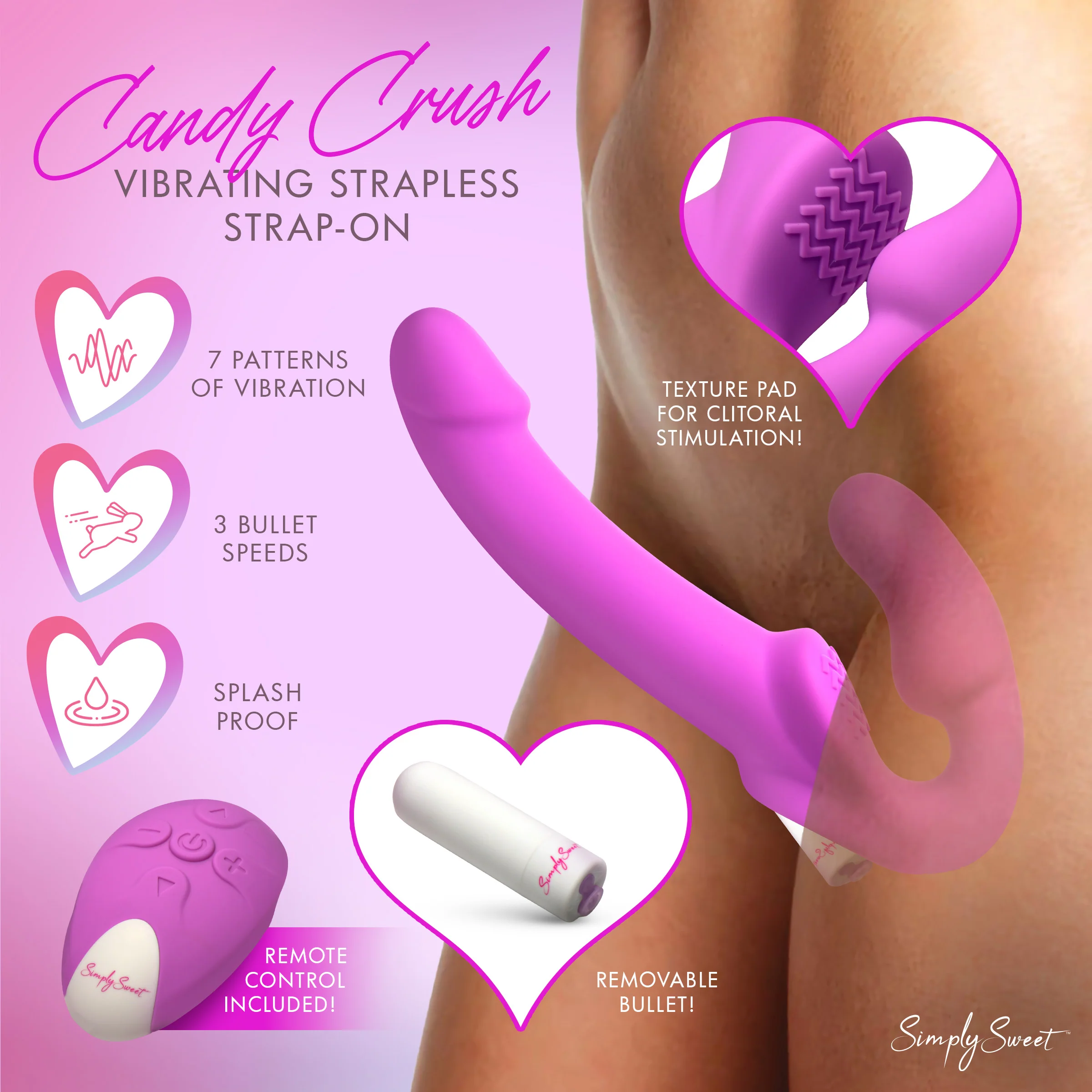 Purple Vibrating Strapless Strap-On w/ Remote - Image 2