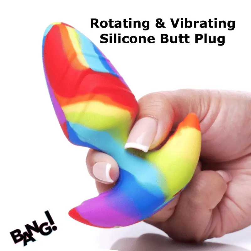 Rainbow Rotating & Vibrating Silicone Butt Plug - Image 2