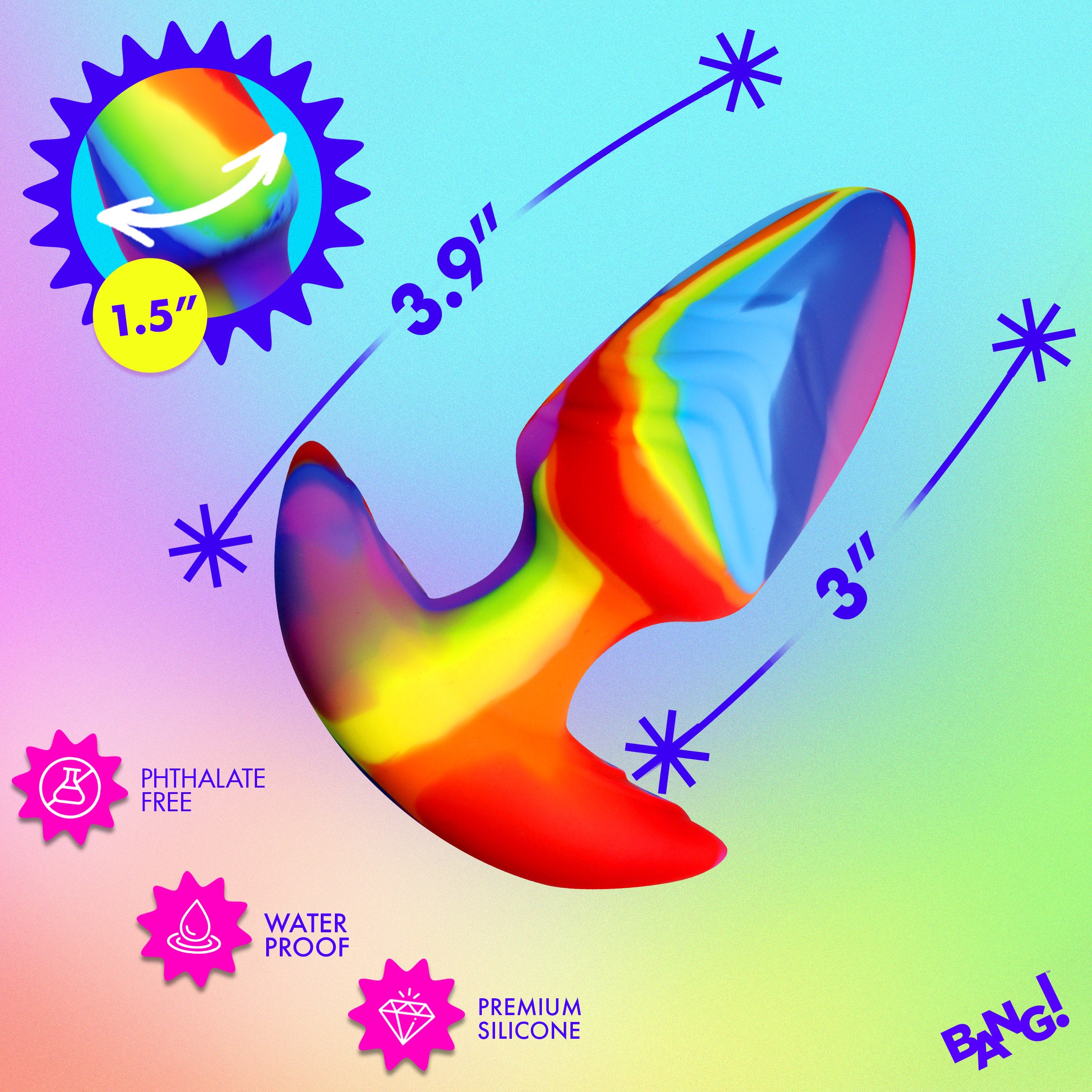 Rainbow Rotating & Vibrating Silicone Butt Plug - Image 5