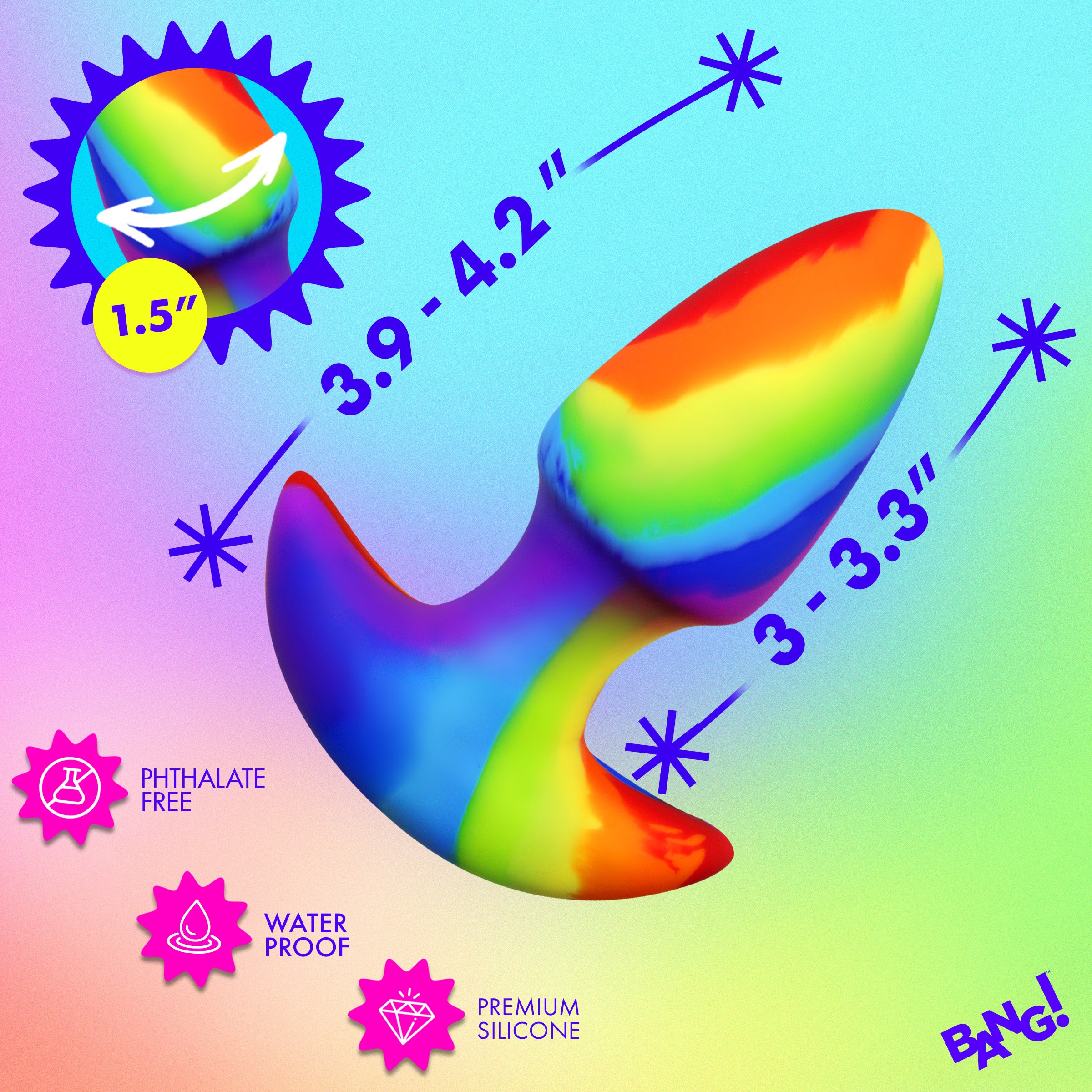 Rainbow Thrusting & Vibrating Silicone Butt Plug - Image 5