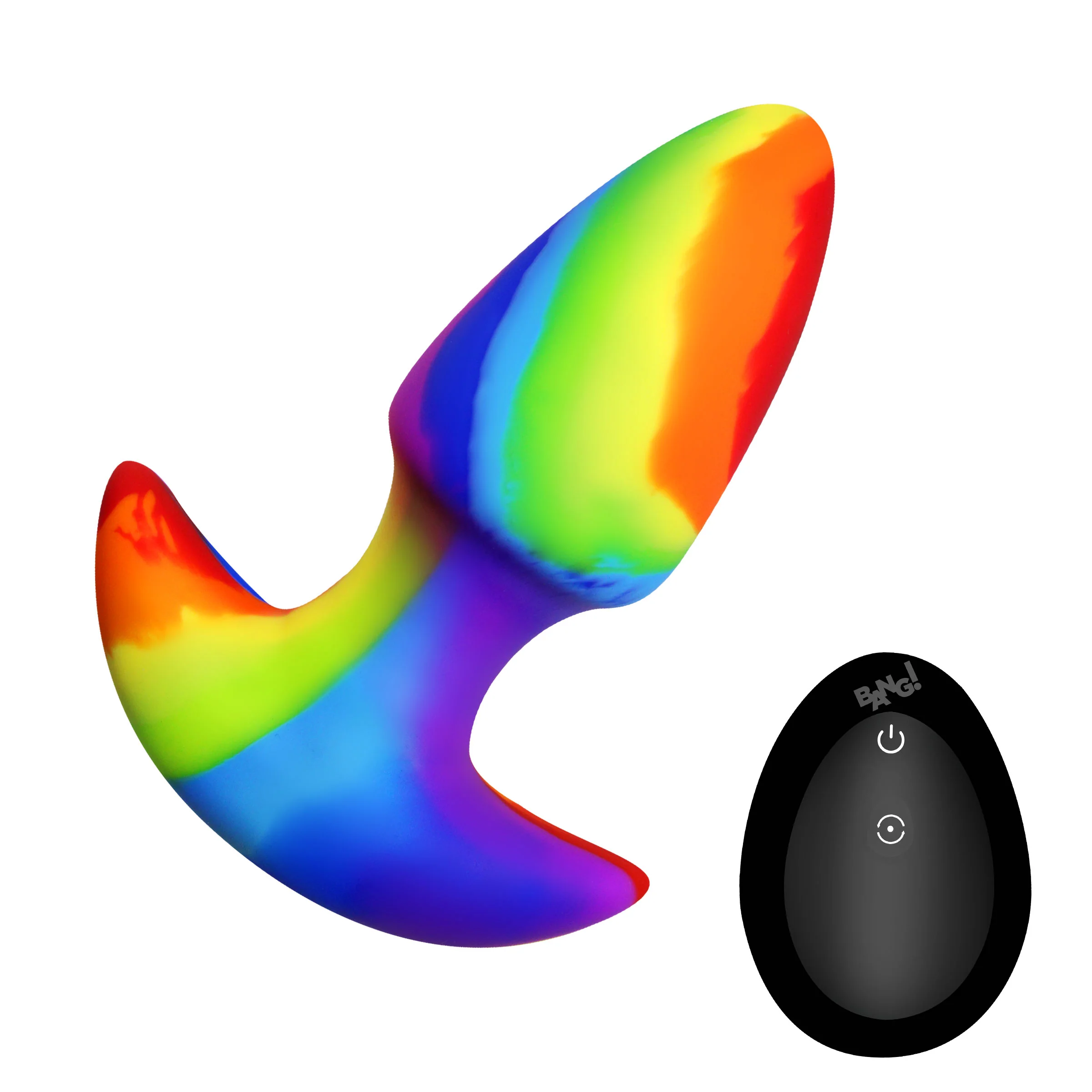 Rainbow Thrusting & Vibrating Silicone Butt Plug - Image 6