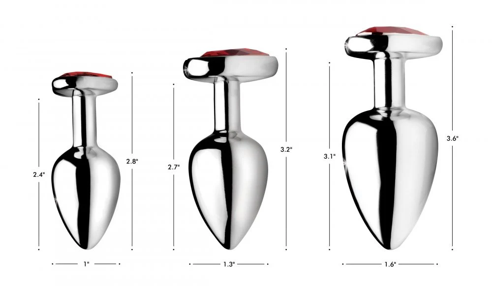 Red Heart Gem Anal Plug Set - Image 3