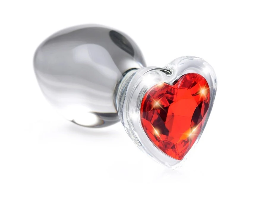 Red Heart Gem Glass Anal Plug - Image 2