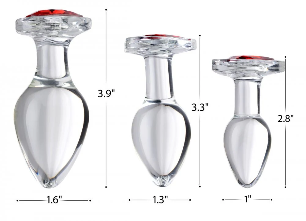 Red Heart Gem Glass Anal Plug - Image 3