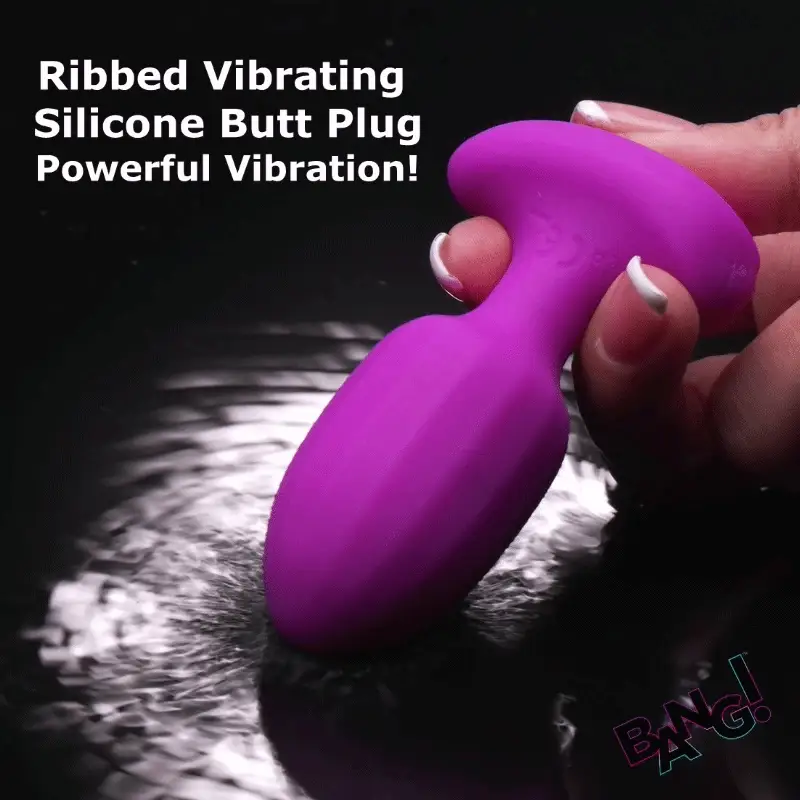 Ribbed Vibrating Silicone Butt Plug - Image 2
