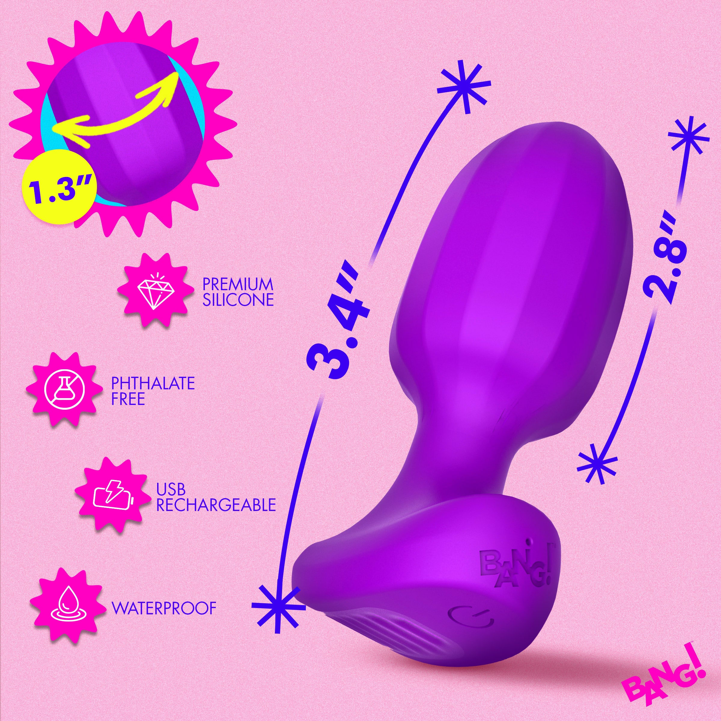 Ribbed Vibrating Silicone Butt Plug - Image 5