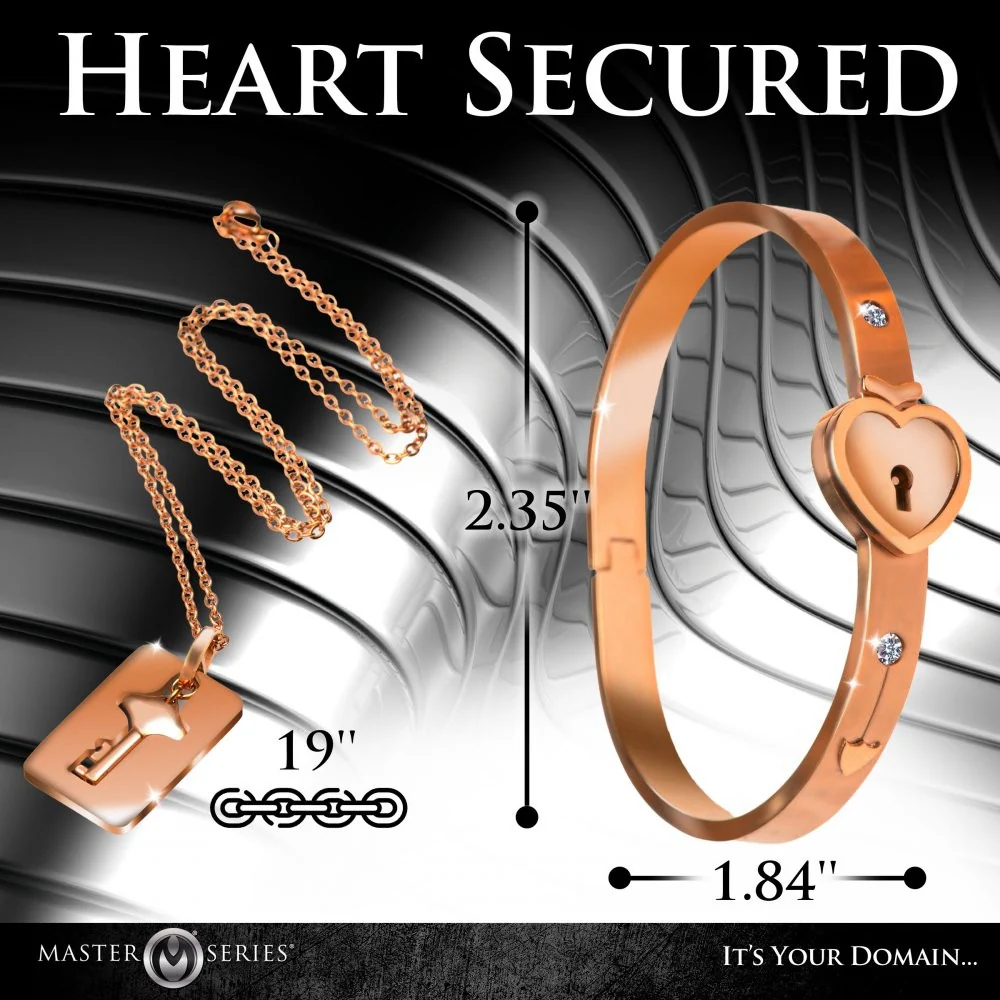 Rose Gold Cuffed Locking Bracelet and Key Necklace - Image 3