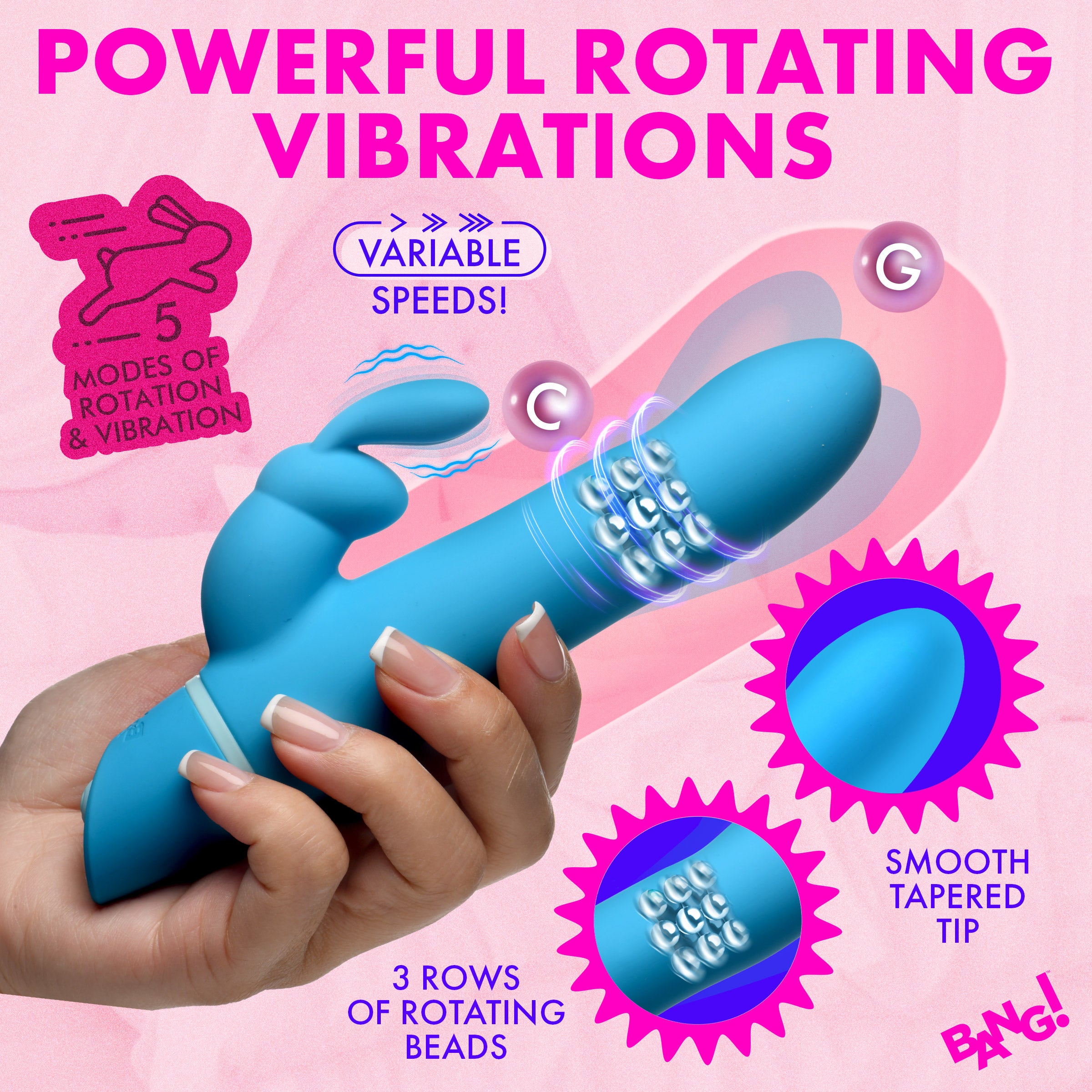 Rotating Beads Silicone Rabbit Vibrator - Image 5