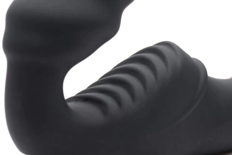 Slim Rider Ribbed Vibrating Silicone Strapless Strap On - Image 9