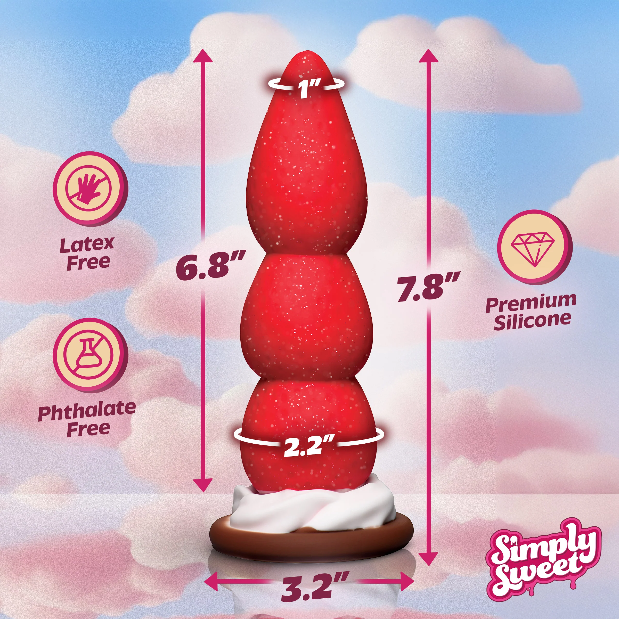 Strawberry Sweet Cream Premium Silicone Dildo w/ Suction Base - Image 4