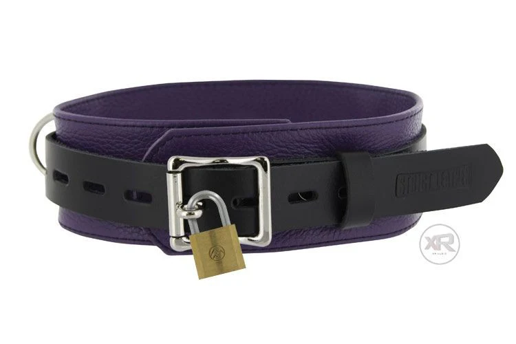 Strict Leather Deluxe Black and Purple Locking Collar - Image 6
