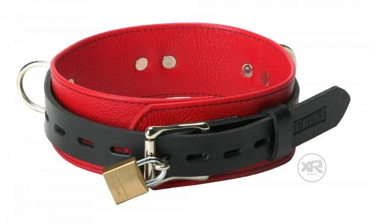 Strict Leather Deluxe Locking Red/Black Collar - Image 4
