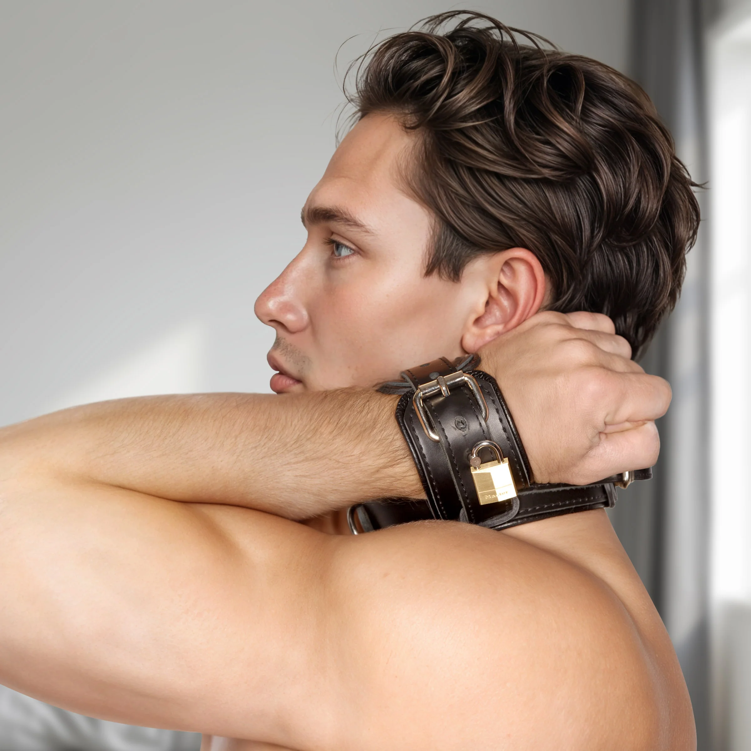 Strict Leather Wrist to Neck Locking Restraint - Image 2