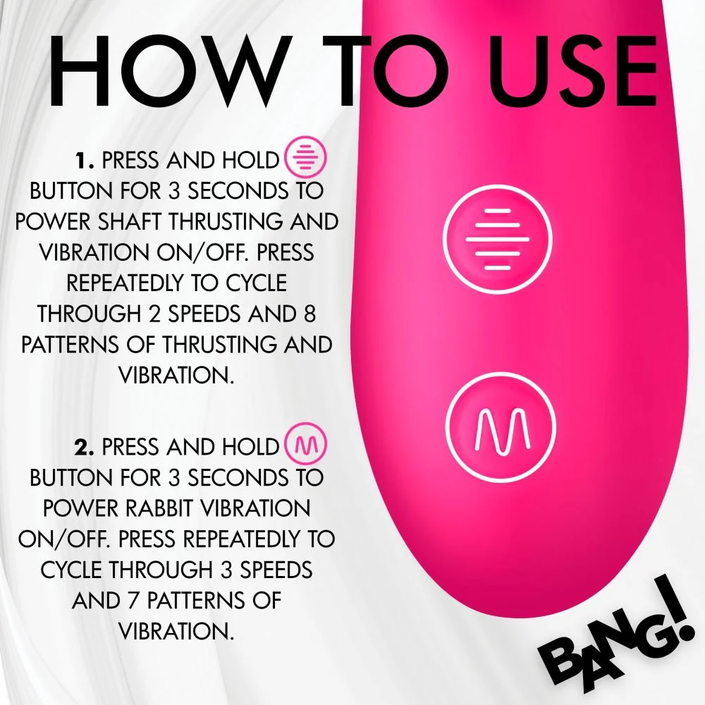 Pink Thrusting and Vibrating Silicone Rabbit Vibrator - Image 4