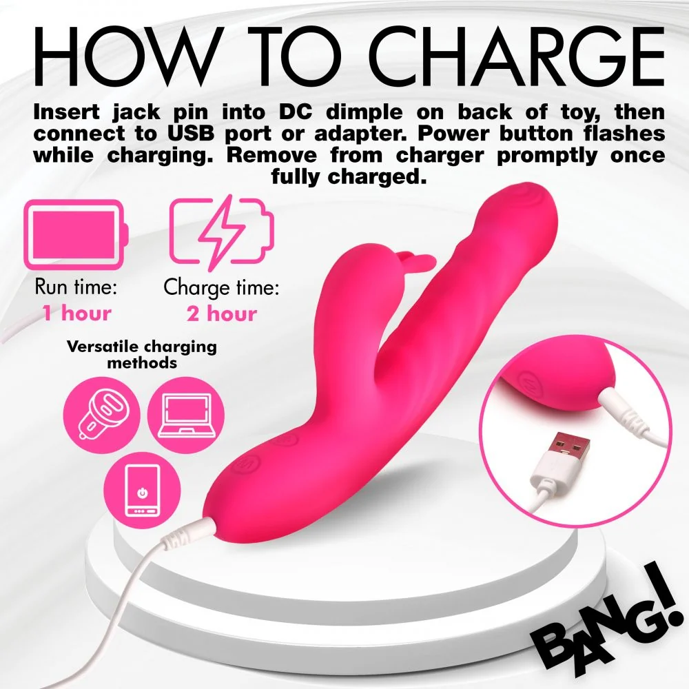 Pink Thrusting and Vibrating Silicone Rabbit Vibrator - Image 7