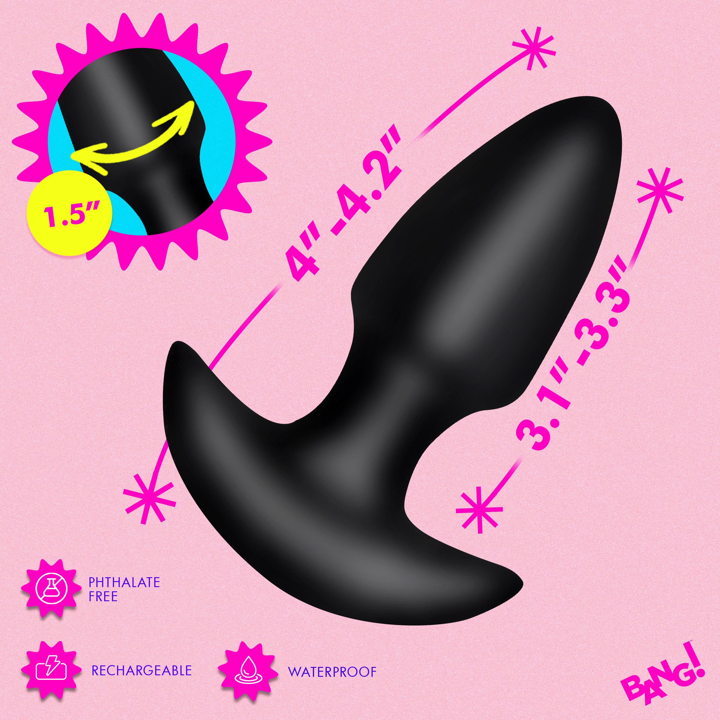 Thrusting & Vibrating Silicone Butt Plug - Image 5