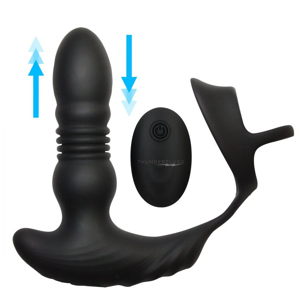 Thrusting Vibrator with Cock and Ball Ring and Remote - Image 2