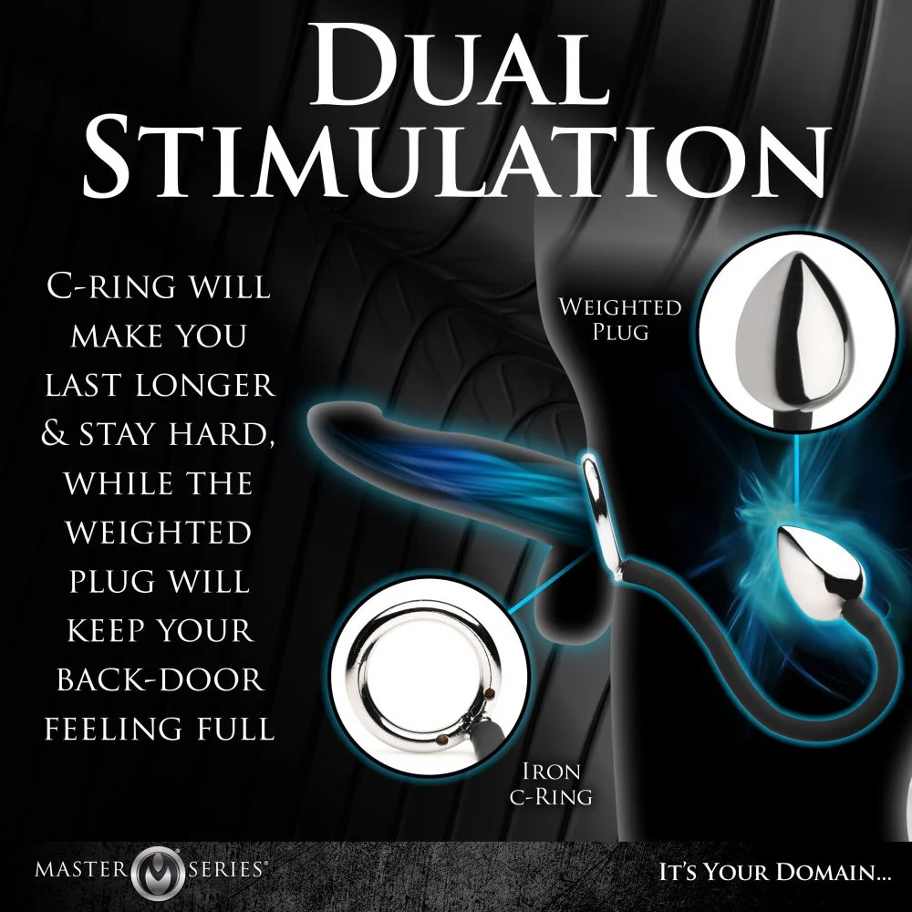 Tug and Plug Cock and Ball Ring with Anal Plug - Image 3
